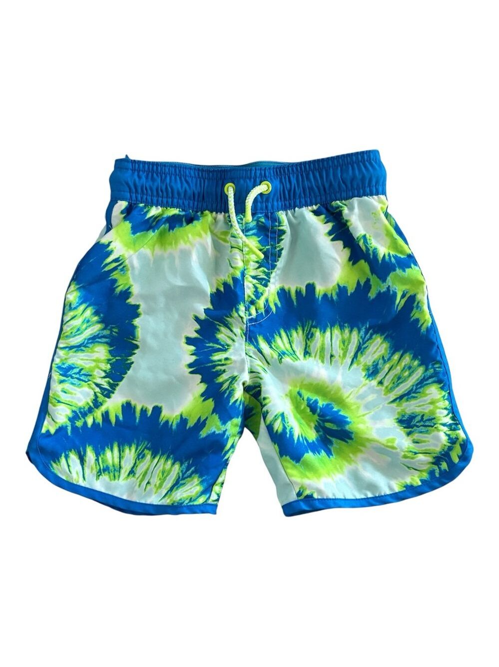 Cat & Jack Blue and Lime Green Tie-Dye Boys Swim Trunks